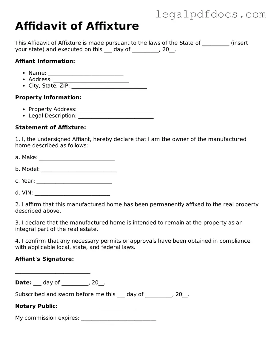 Affidavit of Affixture Template
