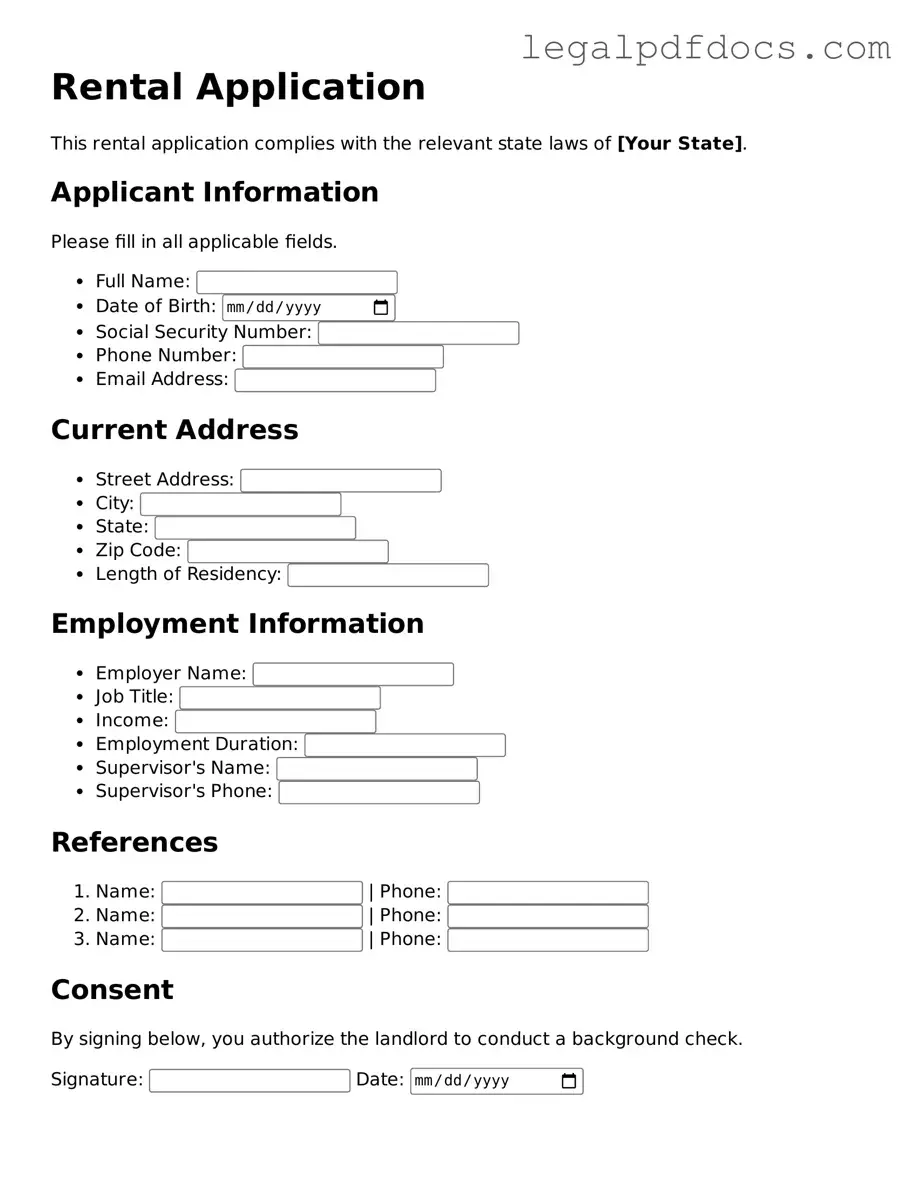 Rental Application Template