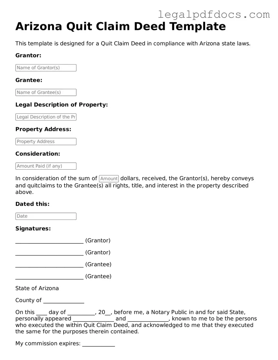 Official Deed Form for Arizona