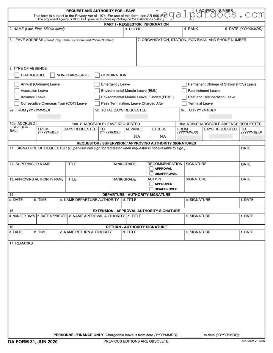 Fill Out a Valid Da 31 Template