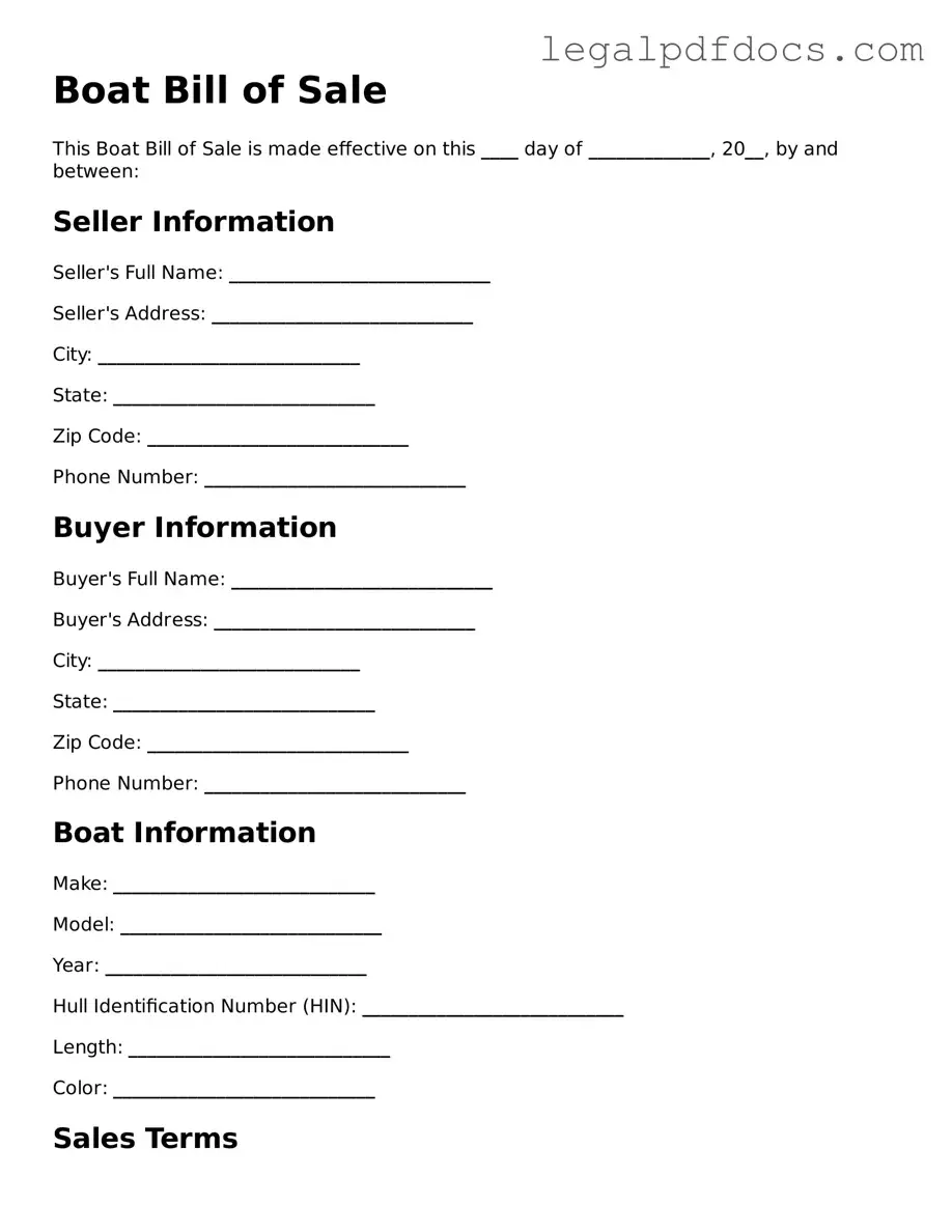 Boat Bill of Sale Template