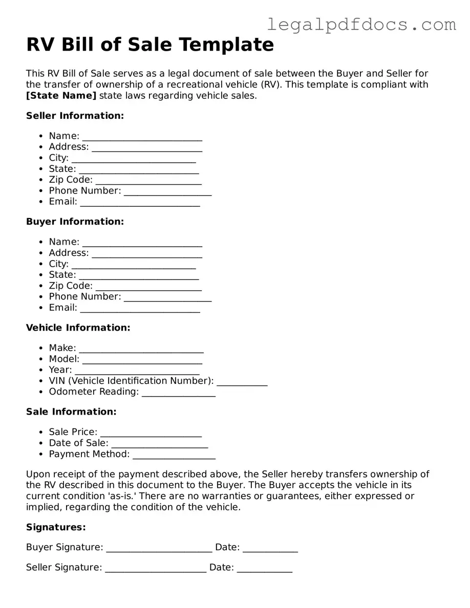 RV Bill of Sale Template