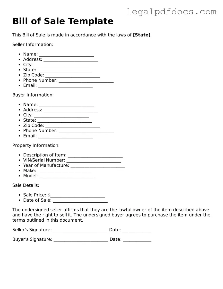 Bill of Sale Template