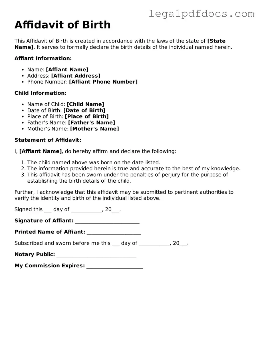 Affidavit of Birth Template