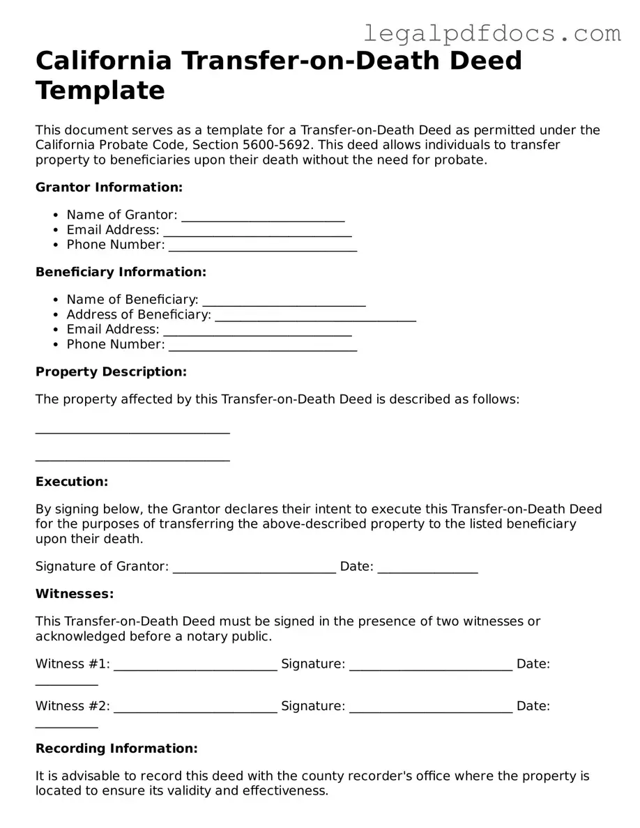 Official  Transfer-on-Death Deed Form for California