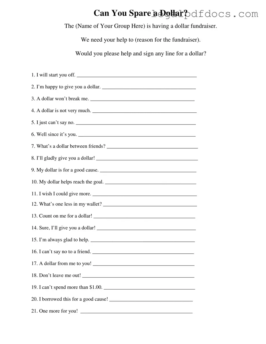 Fill Out a Valid Donated A Dollar Template