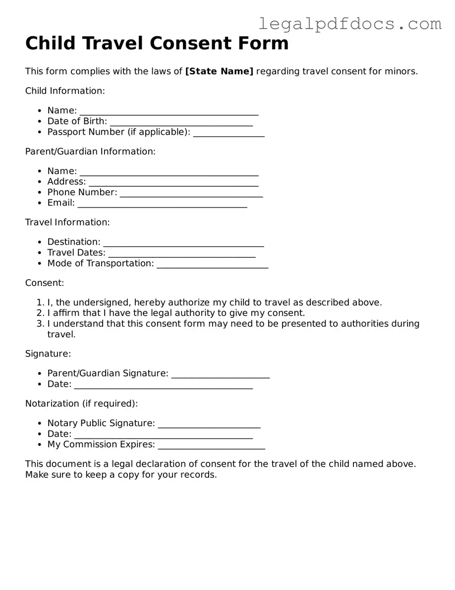 Child Travel Consent Form Template