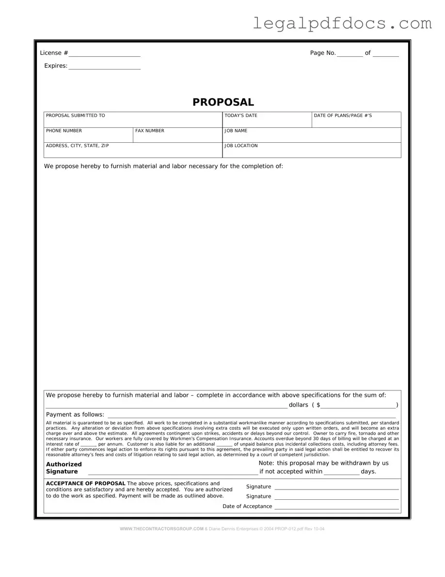 Fill Out a Valid Construction proposal form Template