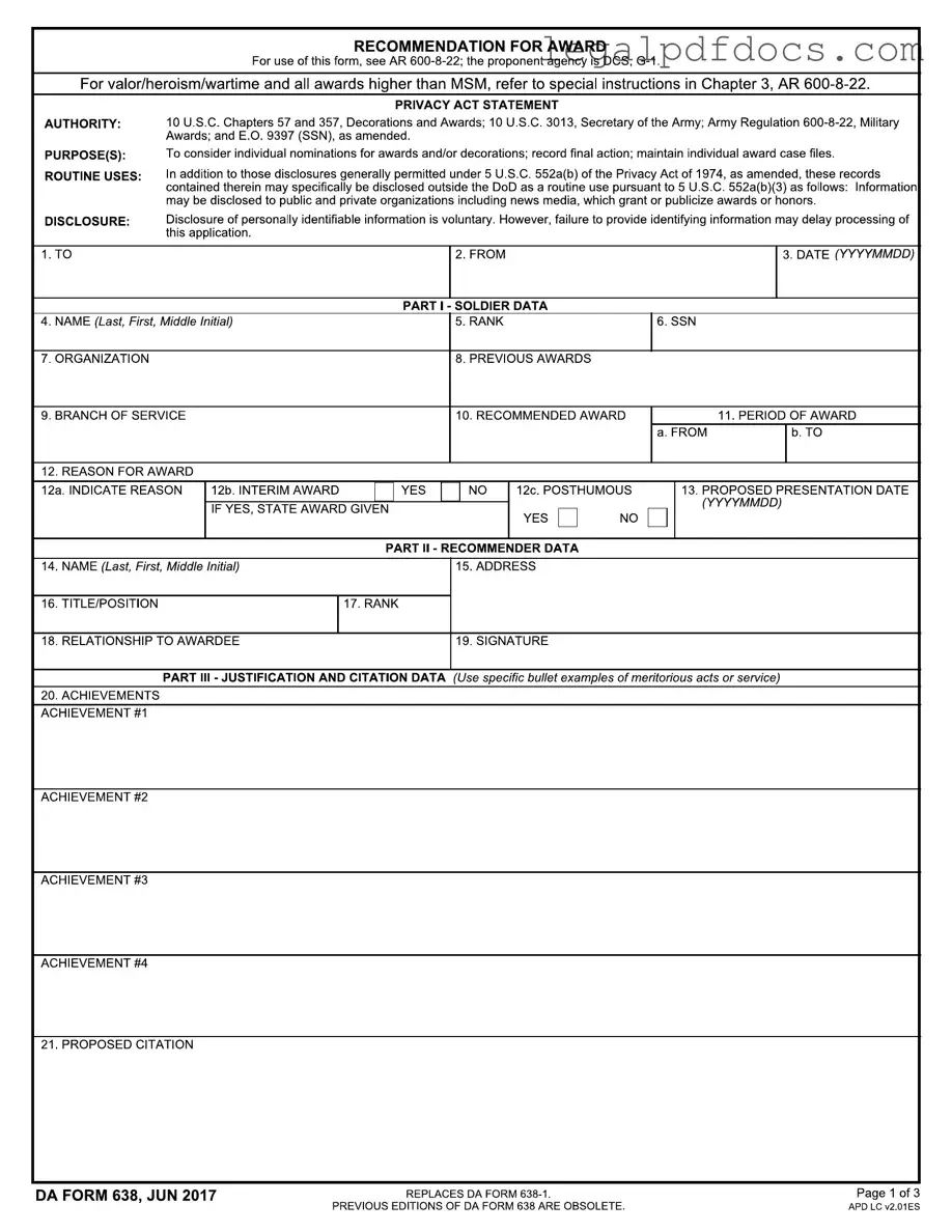 Fill Out a Valid Da 638 Template