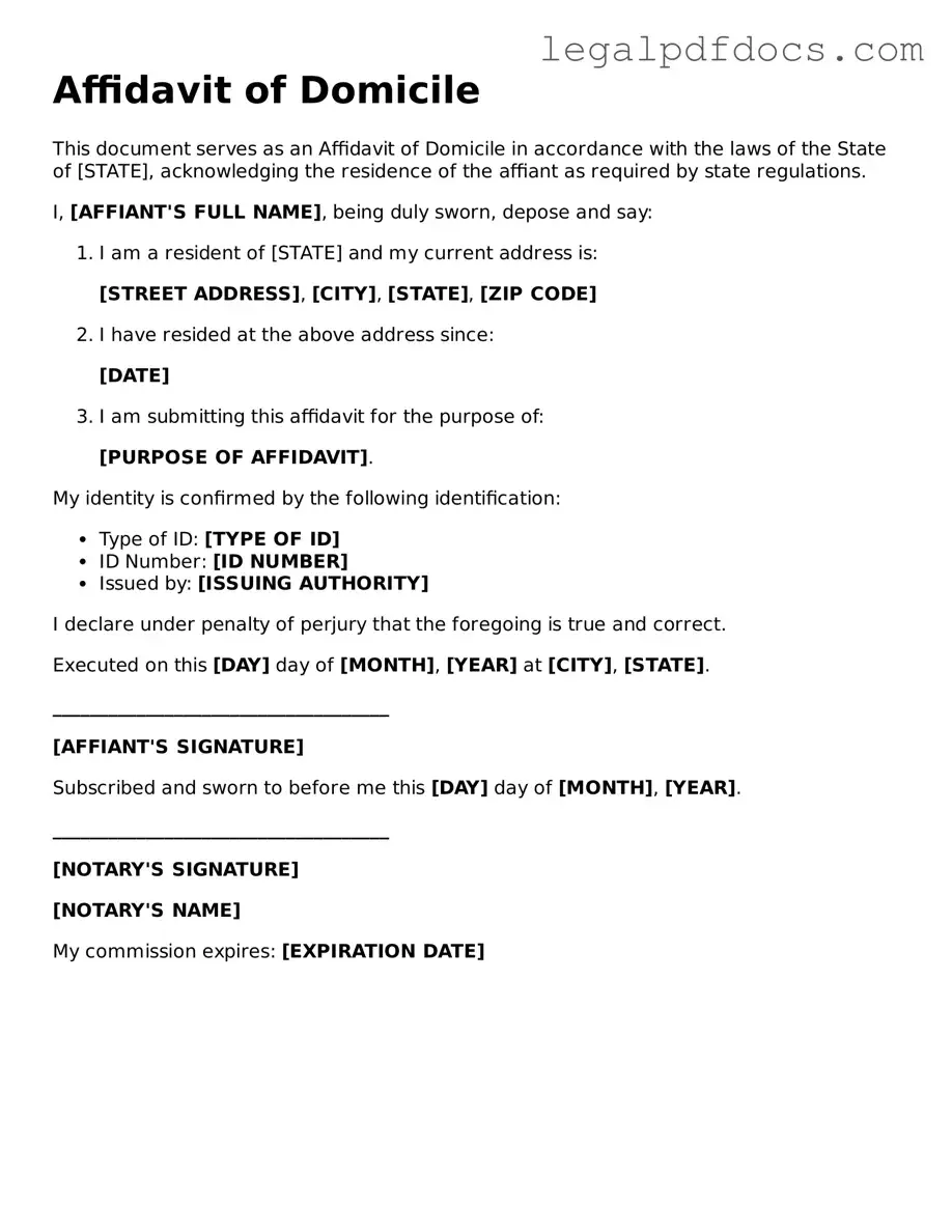 Affidavit of Domicile Template