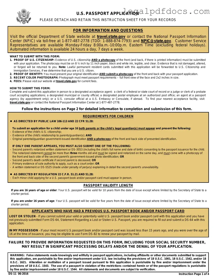 Fill Out a Valid DS-11 U.S. Passport application Template