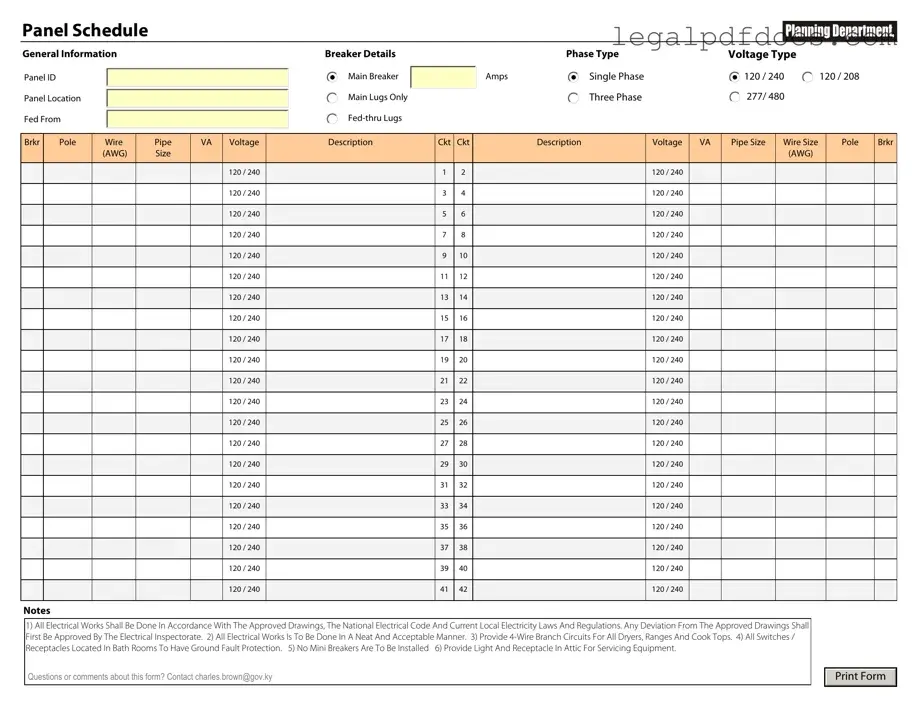 Fill Out a Valid Electrical Panel Schedule Template