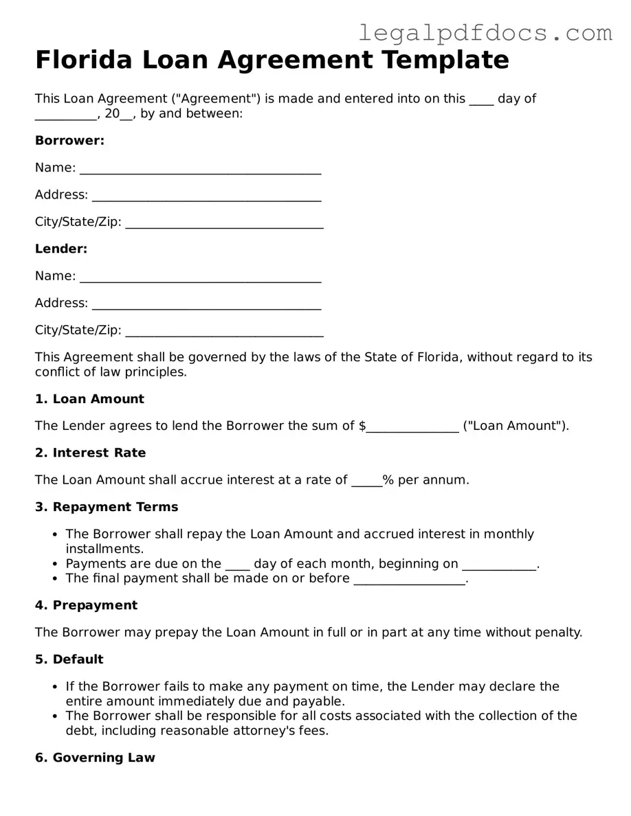 Official  Loan Agreement Form for Florida