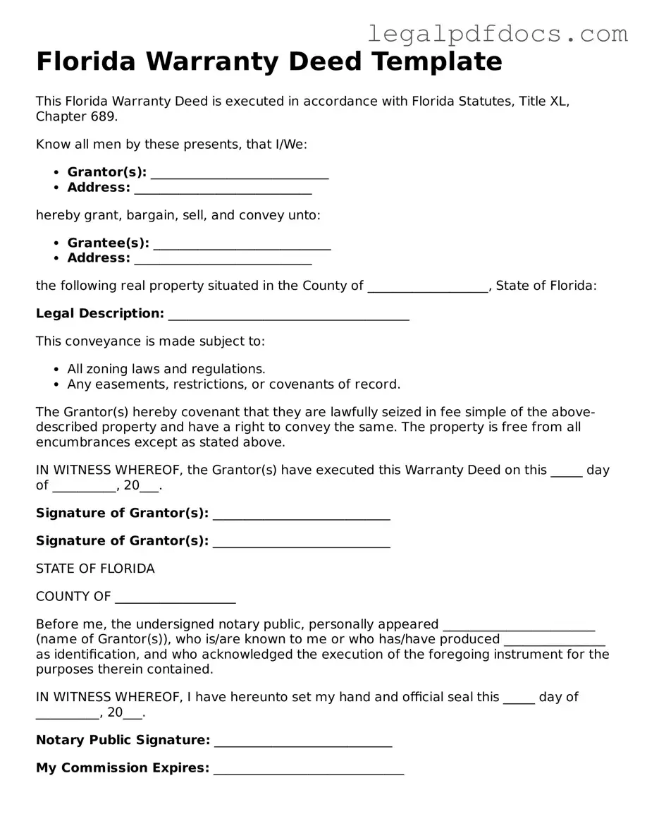 Official Deed Form for Florida
