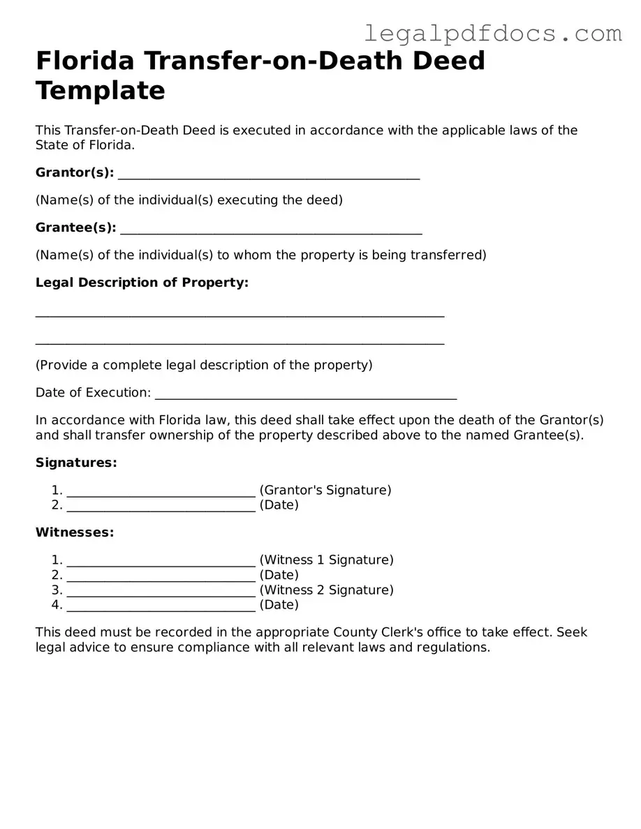 Official Transfer-on-Death Deed Form for Florida
