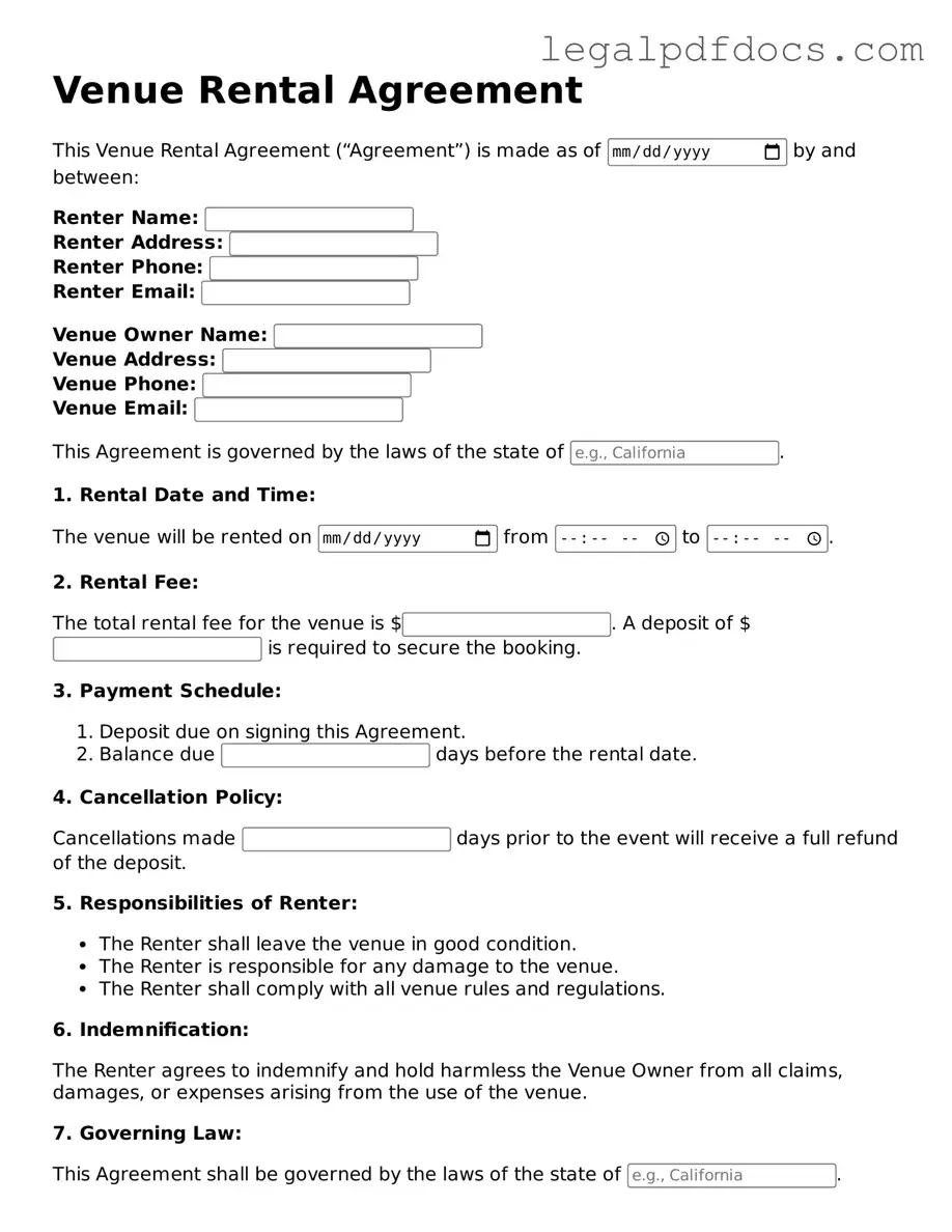Venue Rental Agreement Template