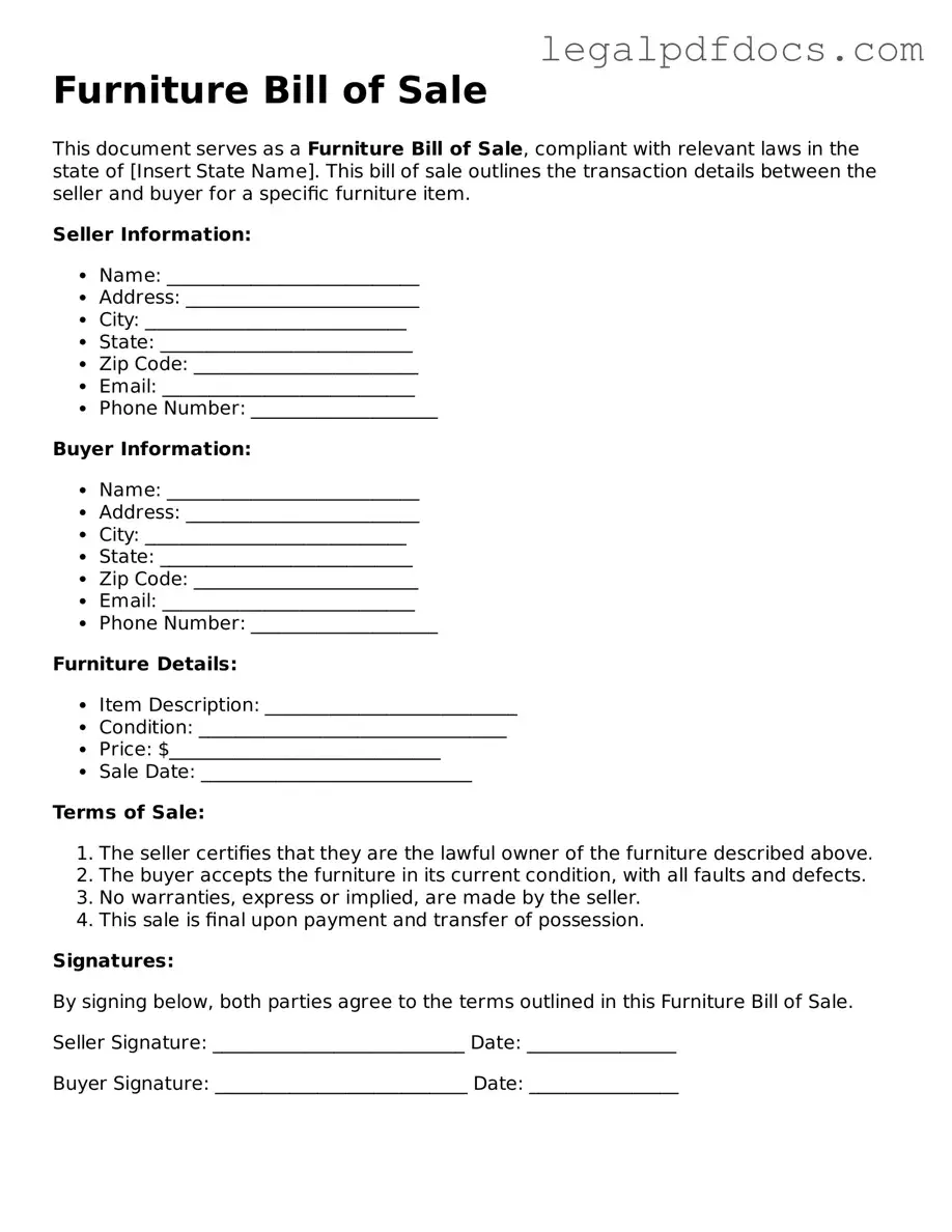 Furniture Bill of Sale Template