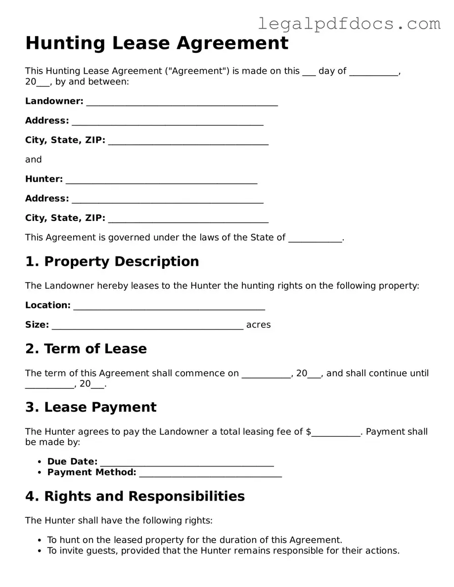 Hunting Lease Agreement Template