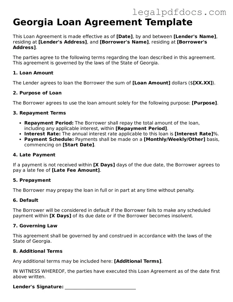 Official  Loan Agreement Form for Georgia