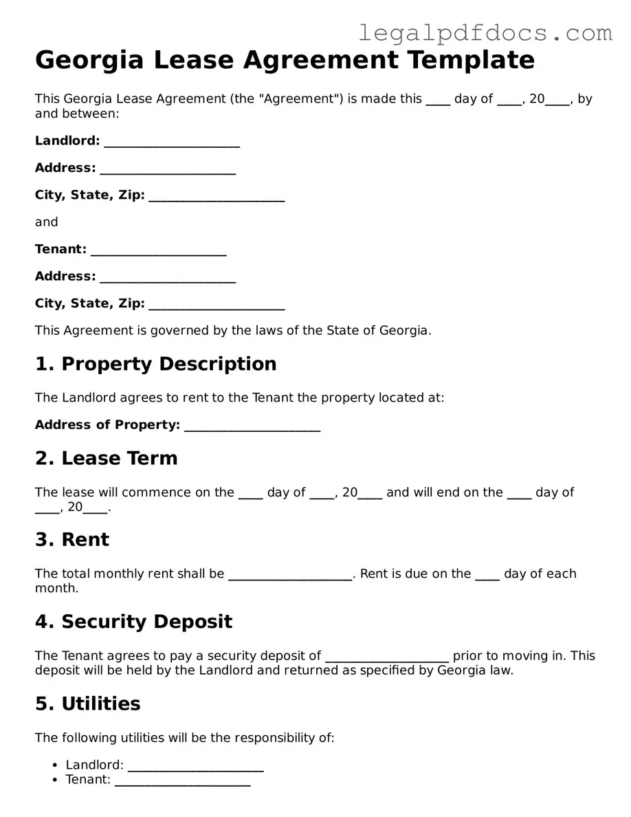 Official Lease Agreement Form for Georgia
