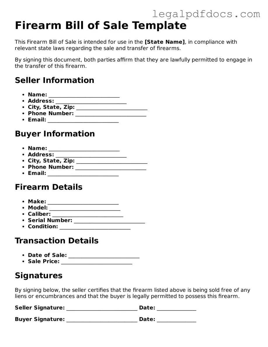 Firearm Bill of Sale Template