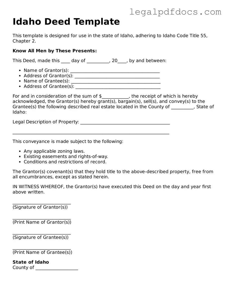 Official  Deed Form for Idaho