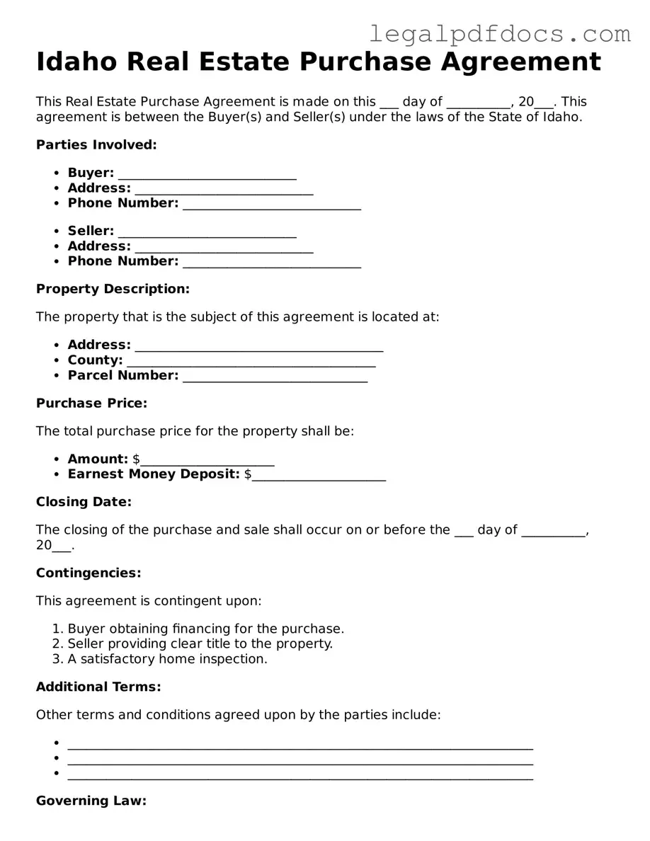 Official Real Estate Purchase Agreement Form for Idaho