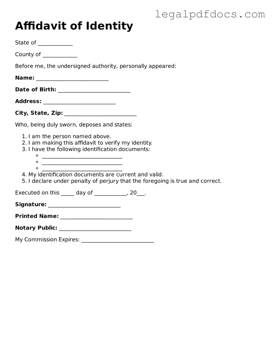 Affidavit of Identity Template
