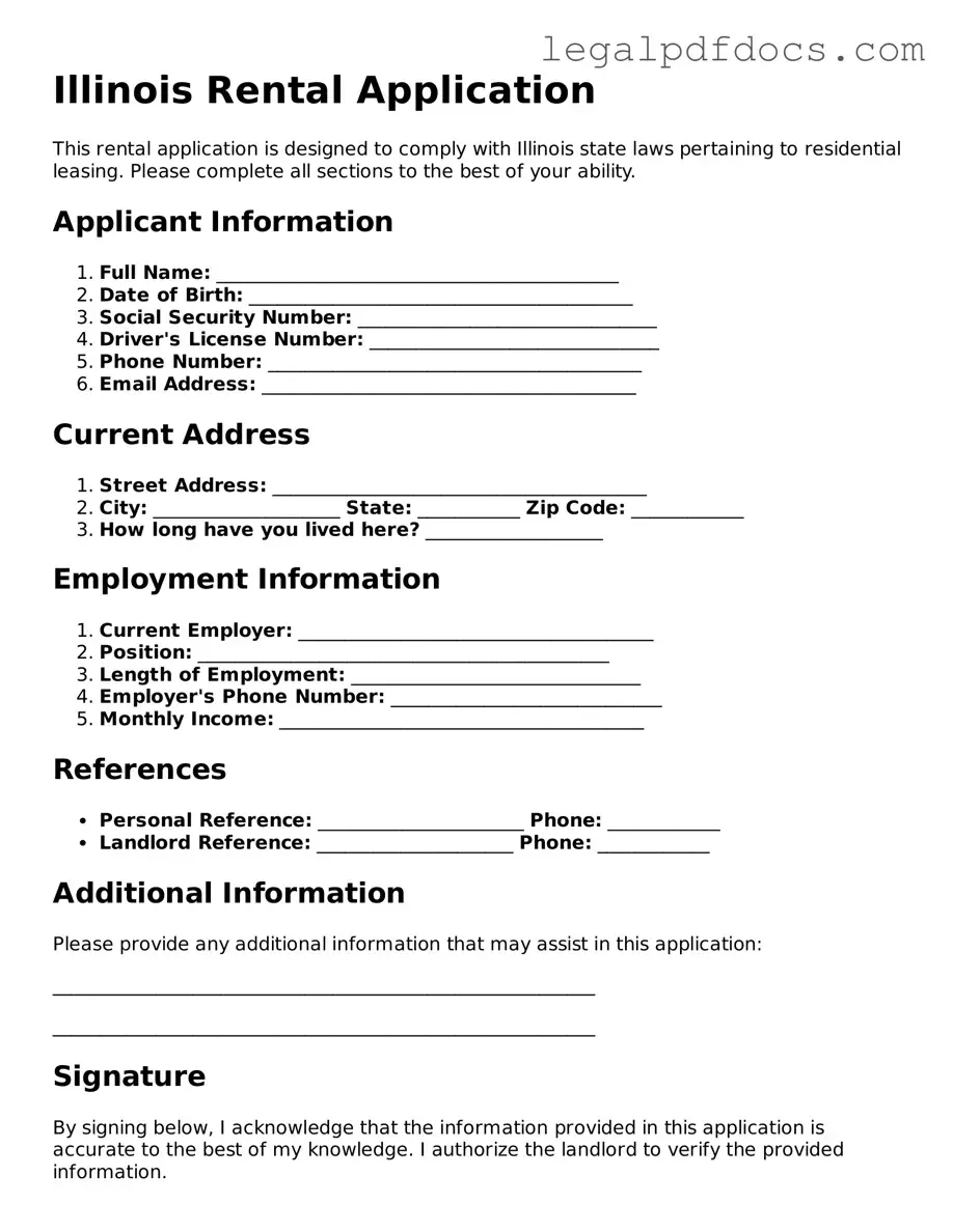 Official Rental Application Form for Illinois