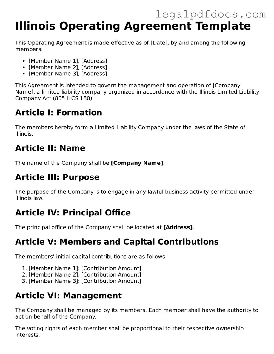 Official Operating Agreement Form for Illinois