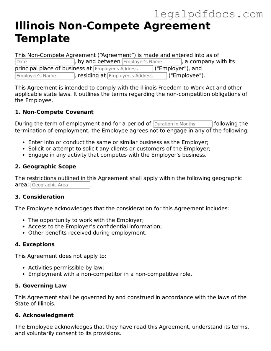 Official  Non-compete Agreement Form for Illinois