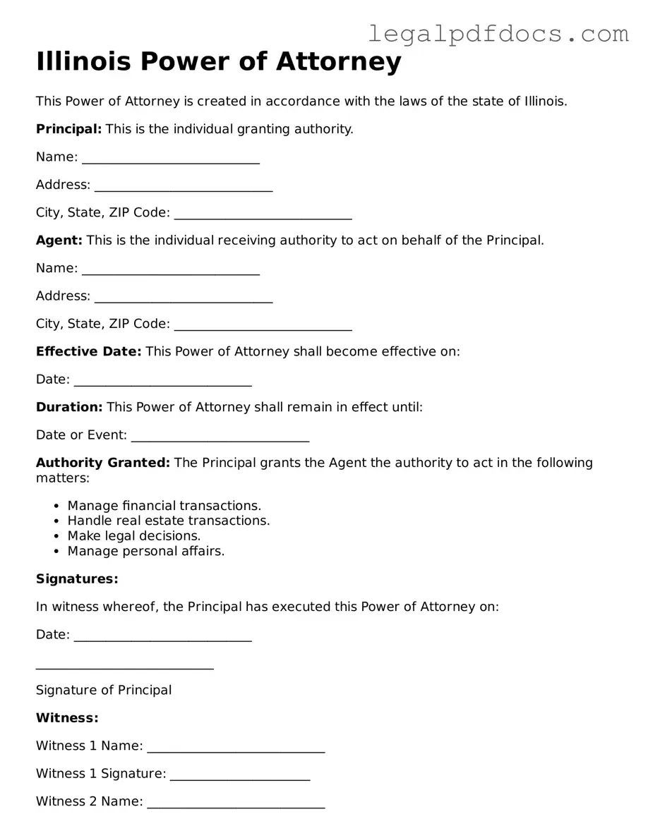 Official  Power of Attorney Form for Illinois