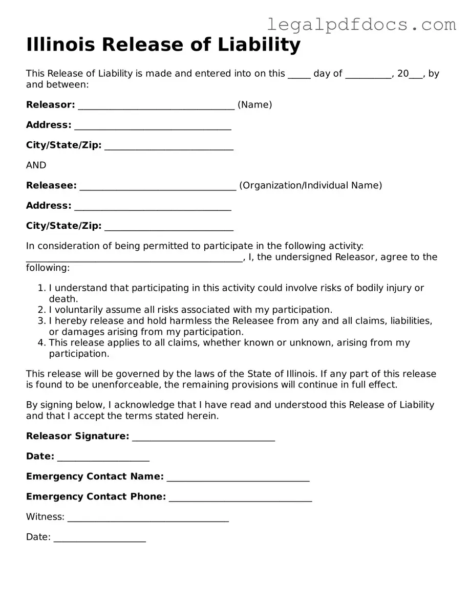 Official  Release of Liability Form for Illinois