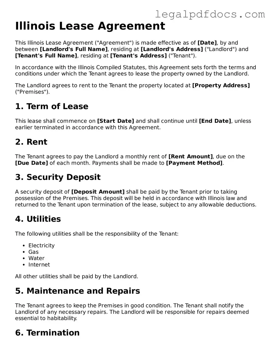 Official  Lease Agreement Form for Illinois