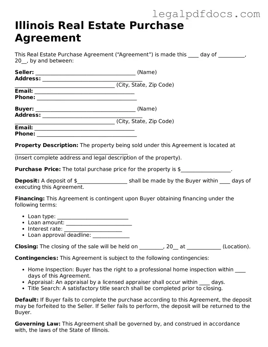 Official Real Estate Purchase Agreement Form for Illinois