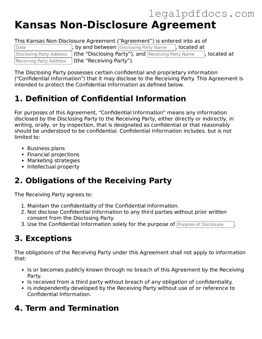 Official  Non-disclosure Agreement Form for Kansas
