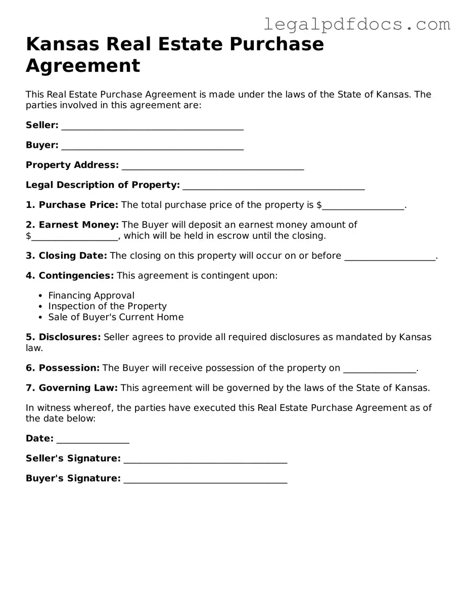 Official Real Estate Purchase Agreement Form for Kansas