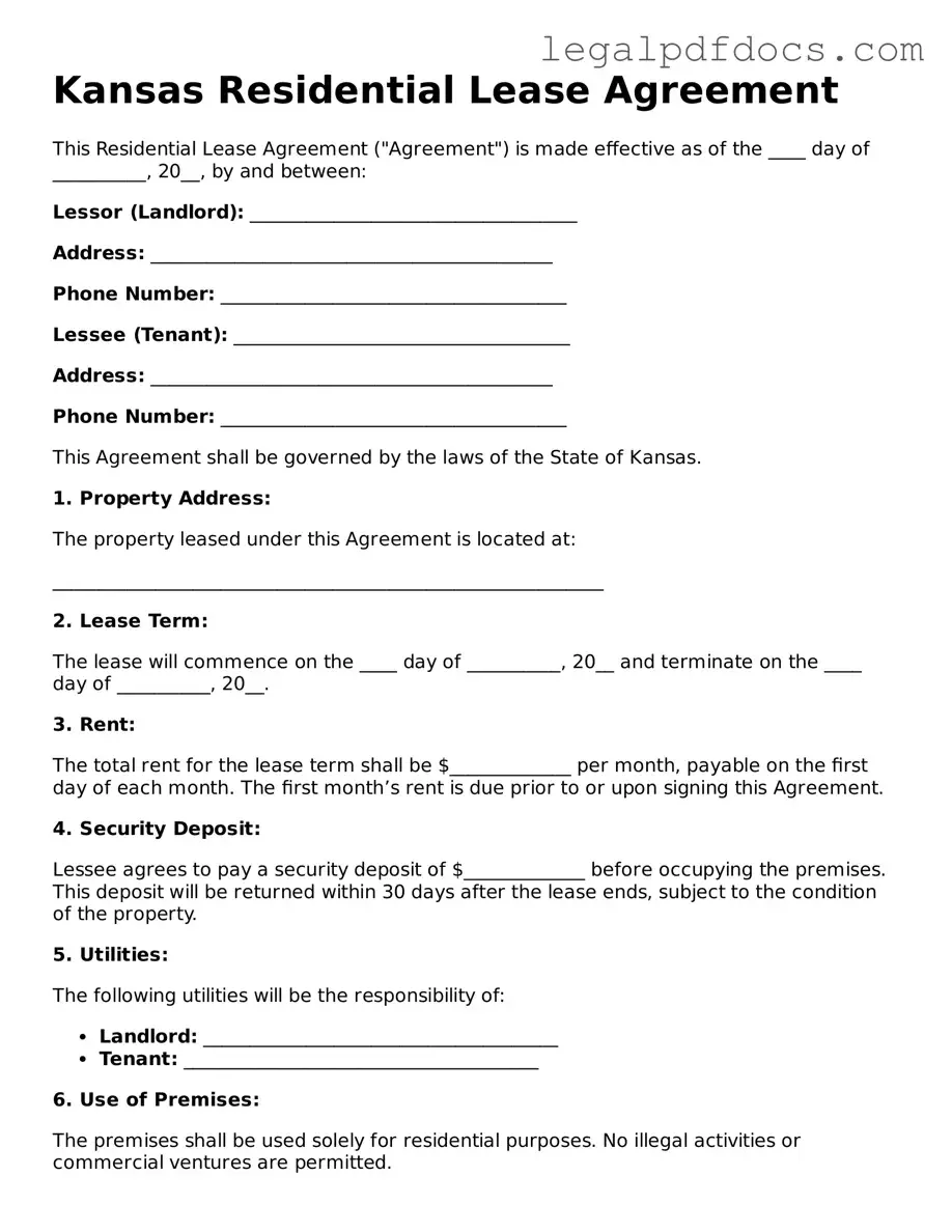 Official Residential Lease Agreement Form for Kansas