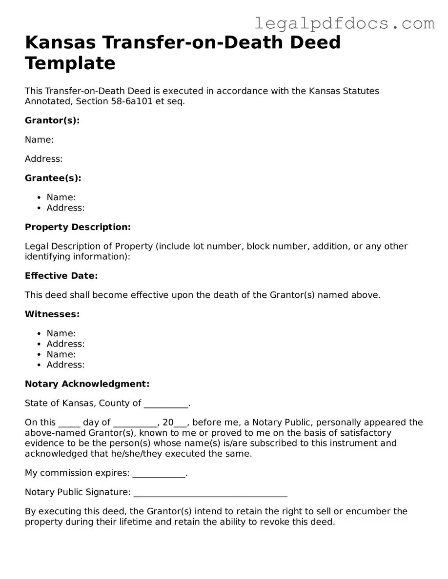 Official Transfer-on-Death Deed Form for Kansas
