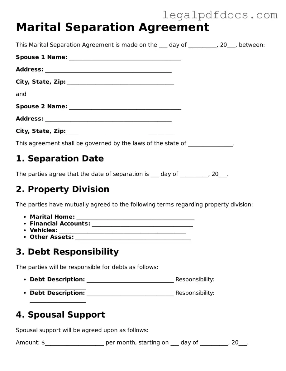 Marital Separation Agreement Template