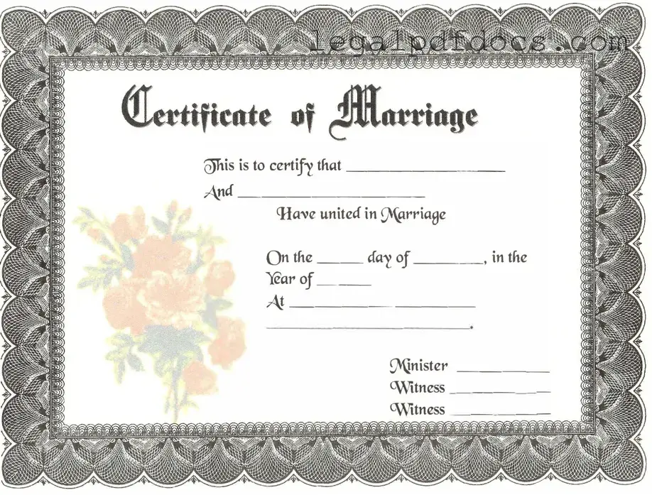 Fill Out a Valid Marriage Certificate Template