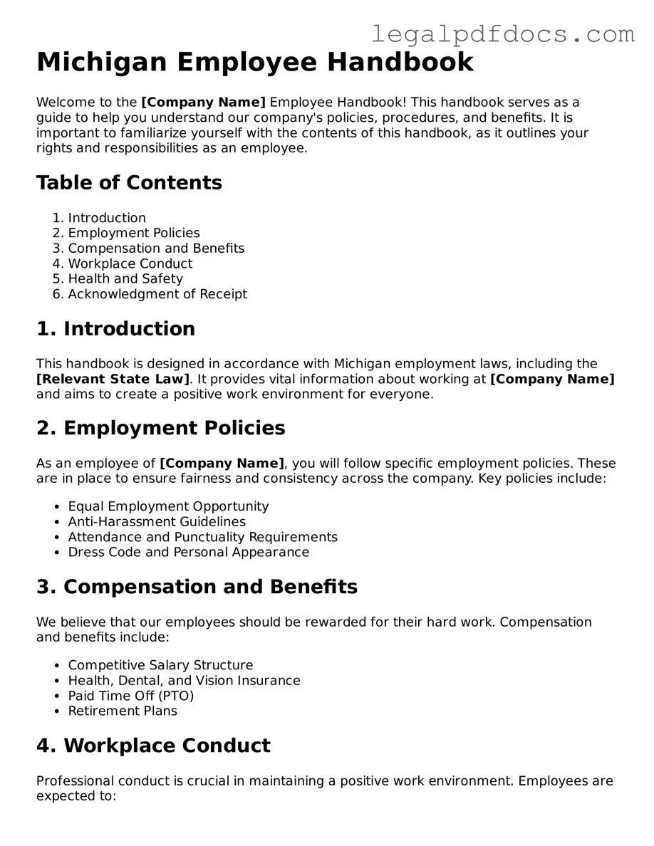 Official Employee Handbook Form for Michigan