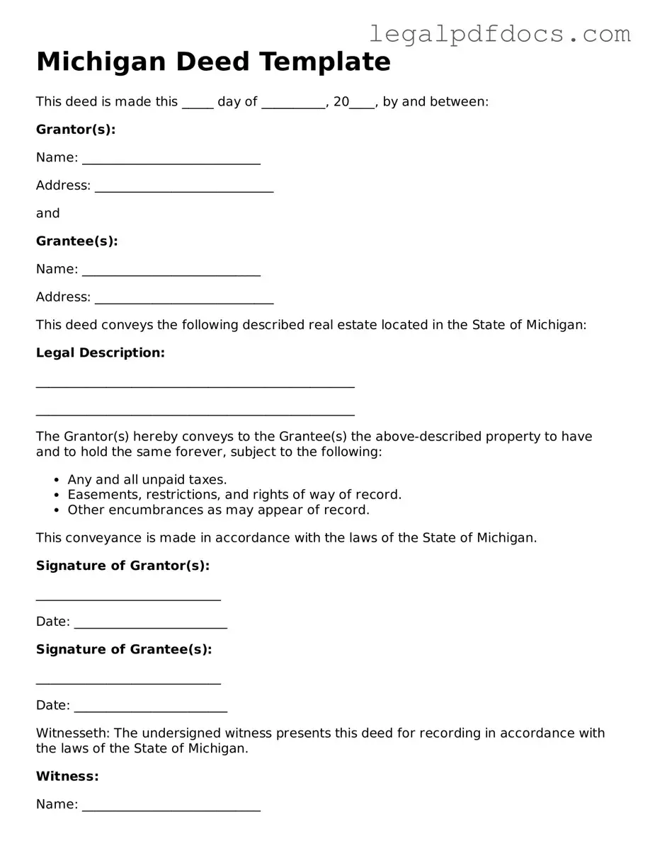 Official  Deed Form for Michigan