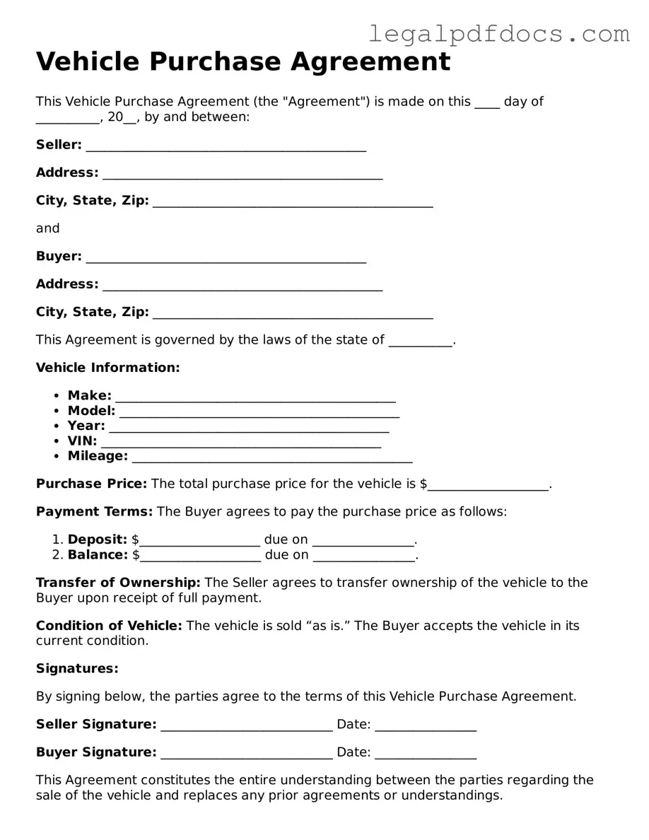 Vehicle Purchase Agreement Template