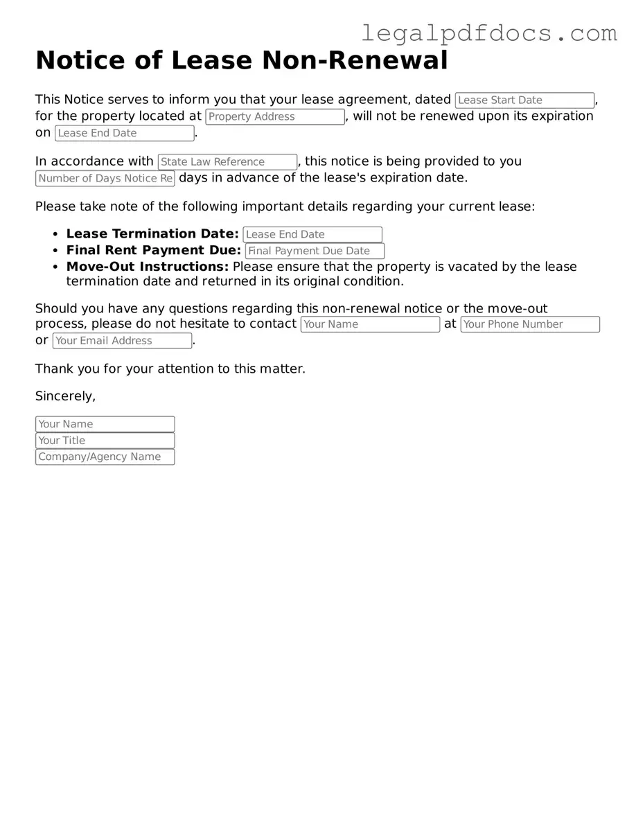 Notice of Lease Non-Renewal Template