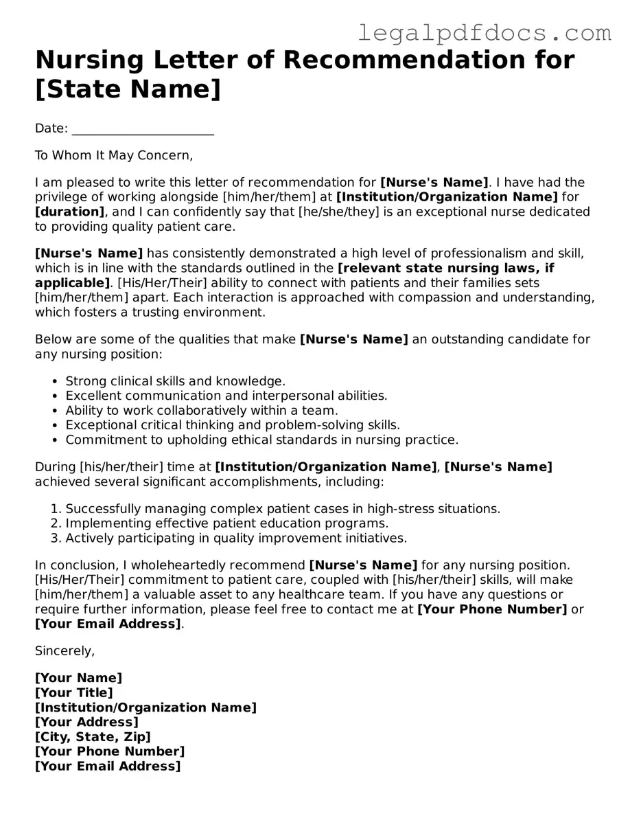 Nursing Letter of Recommendation Template