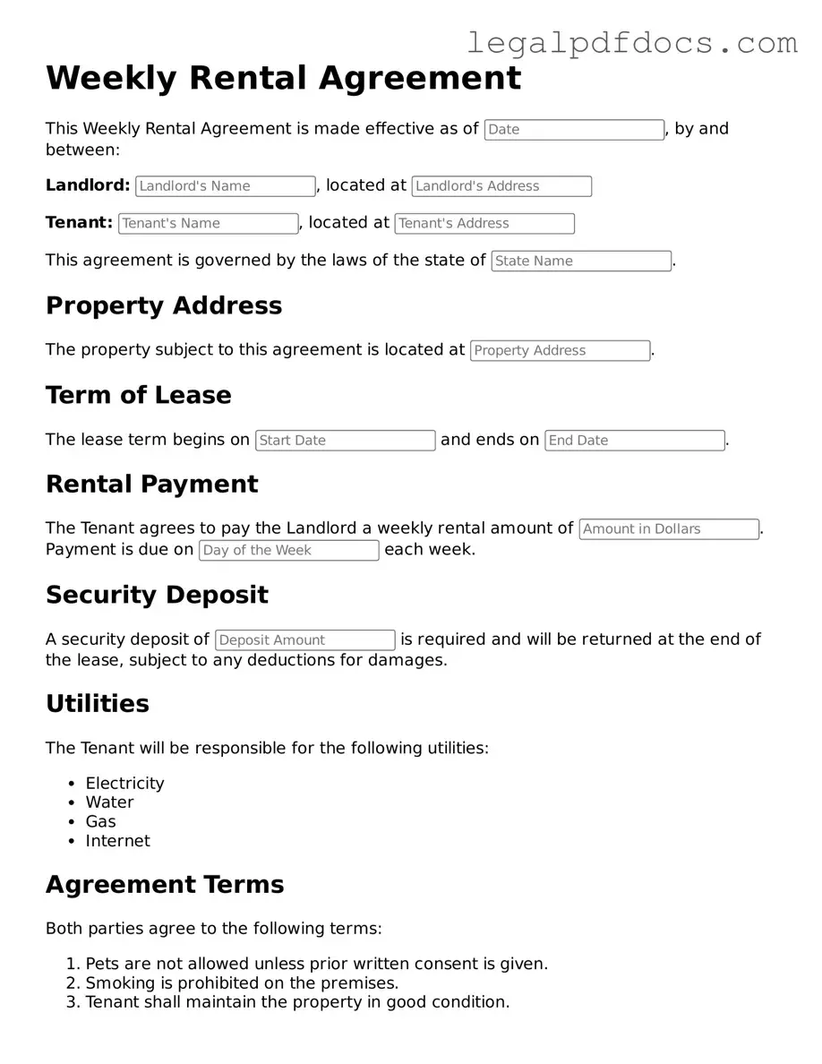 Weekly Rental Agreement Template