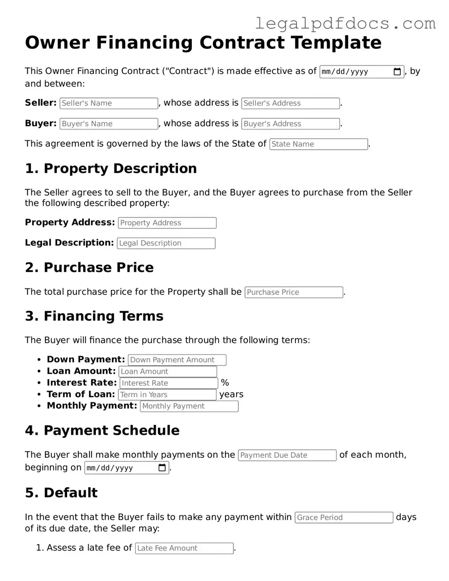 Owner Financing Contract Template