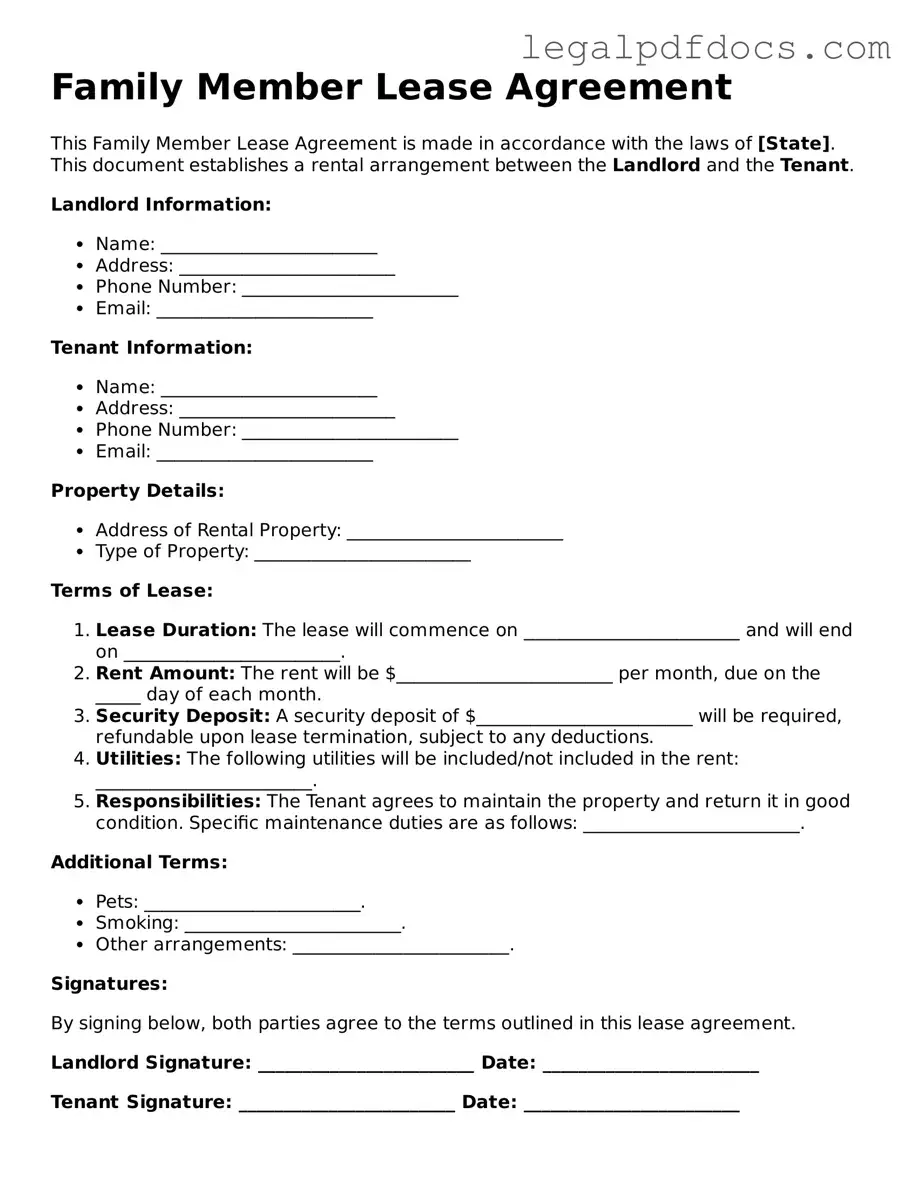 Family Member Lease Agreement Template
