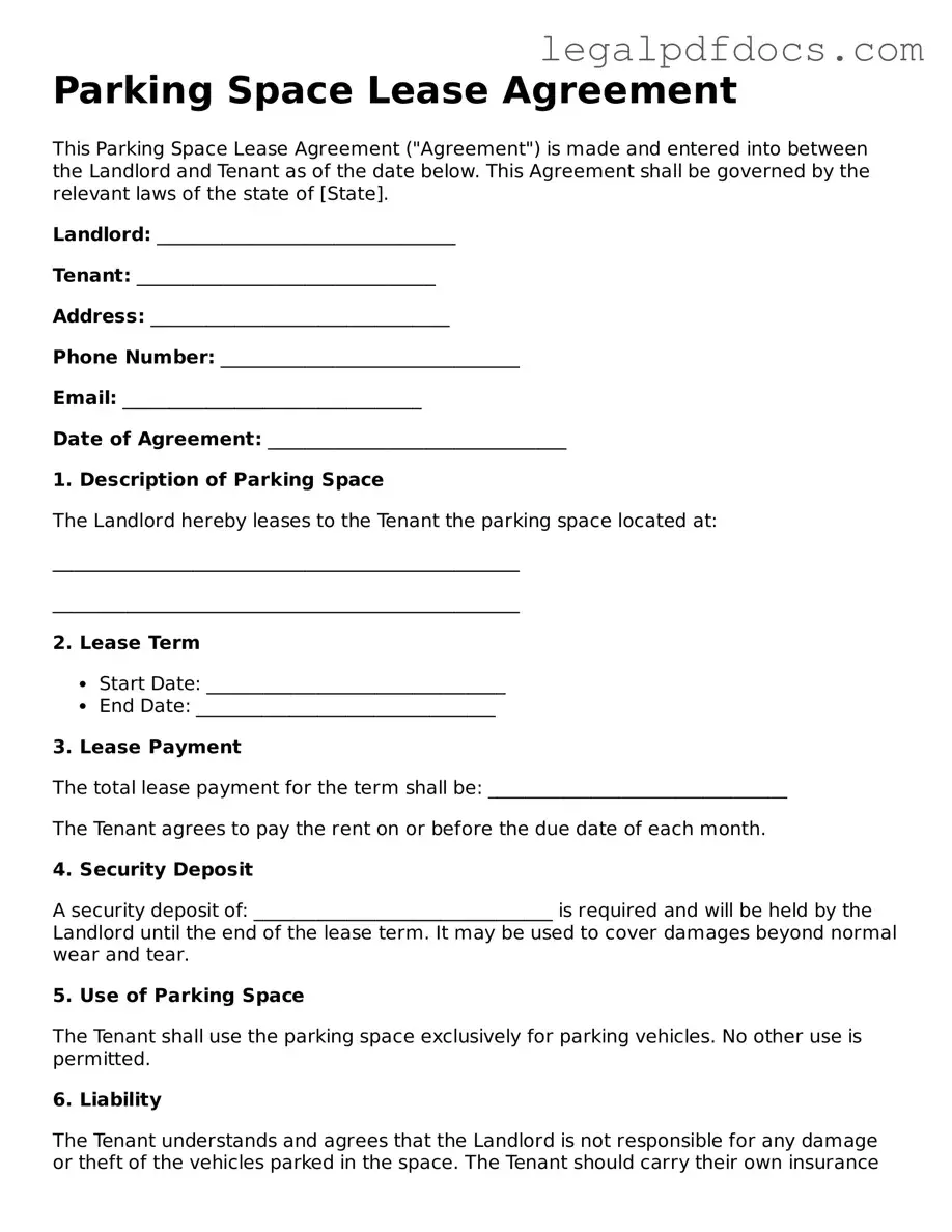 Parking Space Lease Agreement Template